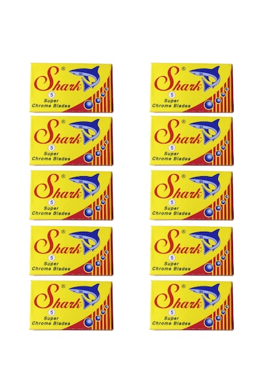 Shark Super Chrome Tıraş Bıçağı 10 Adet 5'li Kutu 50 Adet Çift Kenarlı Yaprak Jilet