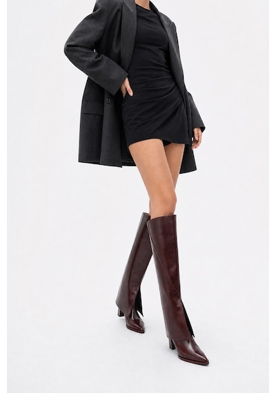 Luvishoes Luvi Shoes Aja Bordo Kadın Kalın Topuklu Çizme Olabilen Bot Bordo
