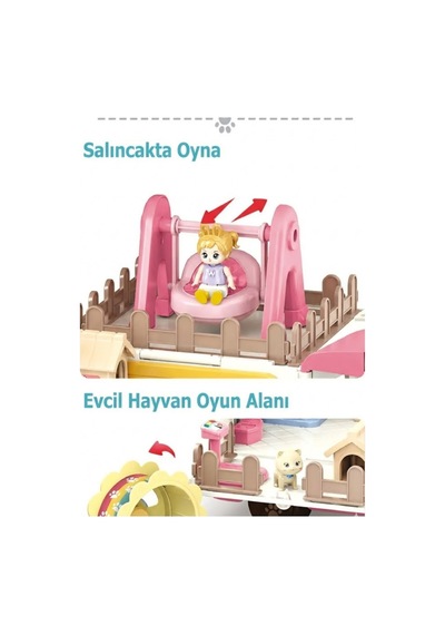 Eğitici Dönüşebilen Oyuncak Veteriner Karavanı Oyun Seti 26 Parça Müzikli Evcil Hayvan Bakım Pet Spa