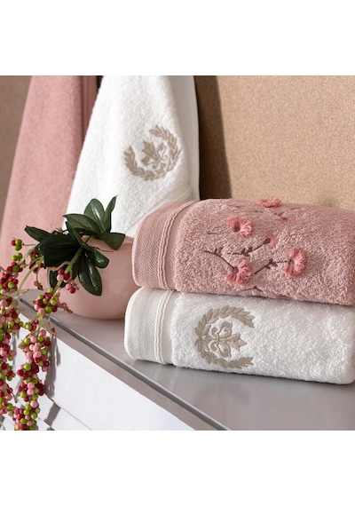 Verve Pure Cotton Desenli Pamuk Hamam Seti, Pudra Krem, S-m/l-xl Cok Renkli