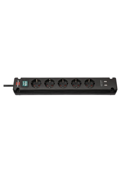Brennenstuhl Bremounta 2xUSB Şarj Özellikli 5'li Akım Korumalı Priz 2 Usb Çıkışlı 3 Metre Siyah