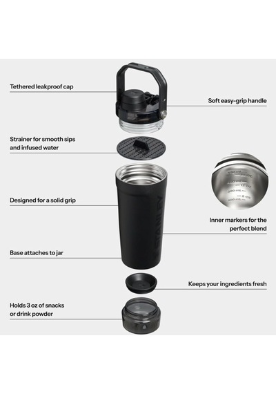 The Vitalize Shaker Black 20 Unisex Siyah Termos Çok Renkli