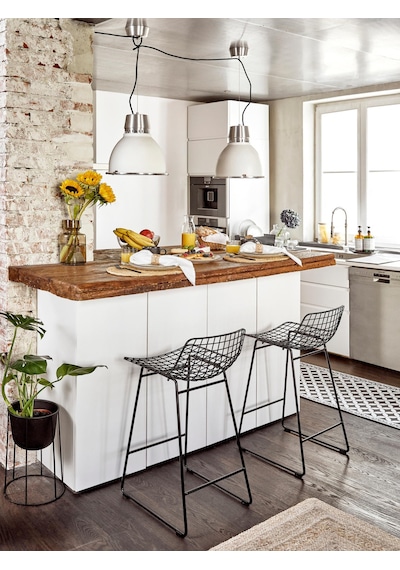 Westwing Wire Metal Bar Taburesi - Gümüş Rengi, Minimalist Ve Çok Yönlü Sandalye Siyah