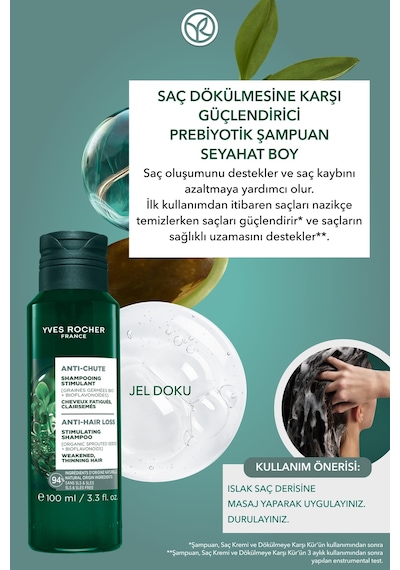 Yves Rocher Güçlendirici Prebiyotik Seyahat Boy Şampuan-saç Dökülmesine Karşı/anti-chute-sls,sles İçermez,tuzsuz 100 Ml