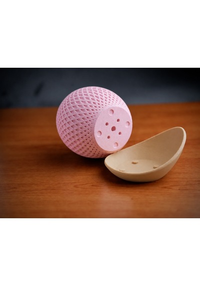 3d Baskı Küre Saksı - Kafes Dokulu İki Parçalı Dekoratif Saksı - Pembe-bej
