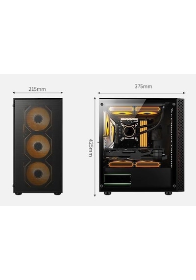 Aztech Sky Lıne Azt302b 600w Temperli Cam+mesh 4xrgb Fan+usb3.0 Gamıng Kasa Sıyah