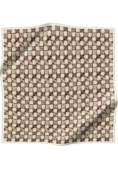 Vissona Tivil İpek Eşarp 60994 - 52305 Kahverengi Batik Desen kahverengi