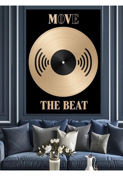Ahşap Tablo Vinil Plak Müzik Ritmi