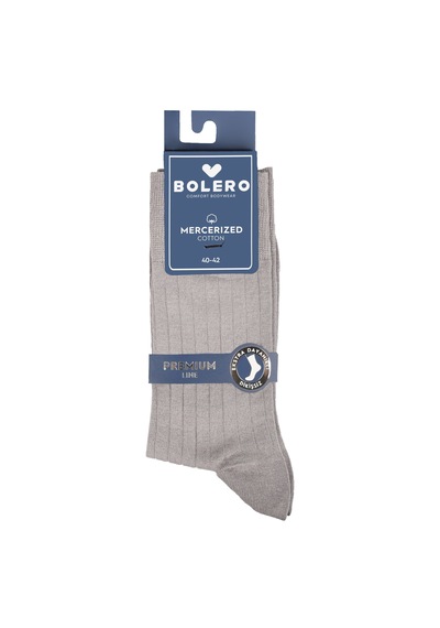 Bolero E50 Premium Erkek Dikişsiz Merserize Pamuk Çorap Gri