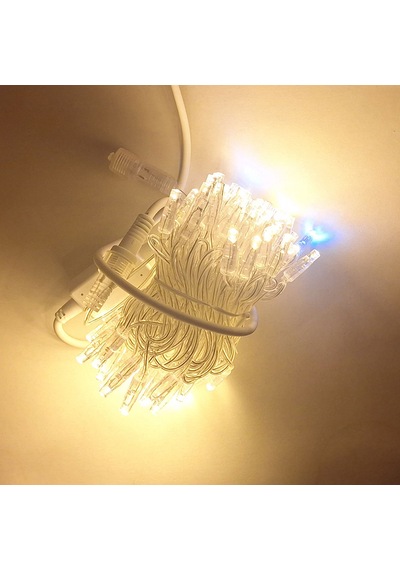 Led Aydınlatma 100l Şeffaf Kablo 10m Dış Mekan Amber Beyaz Flaş Amber
