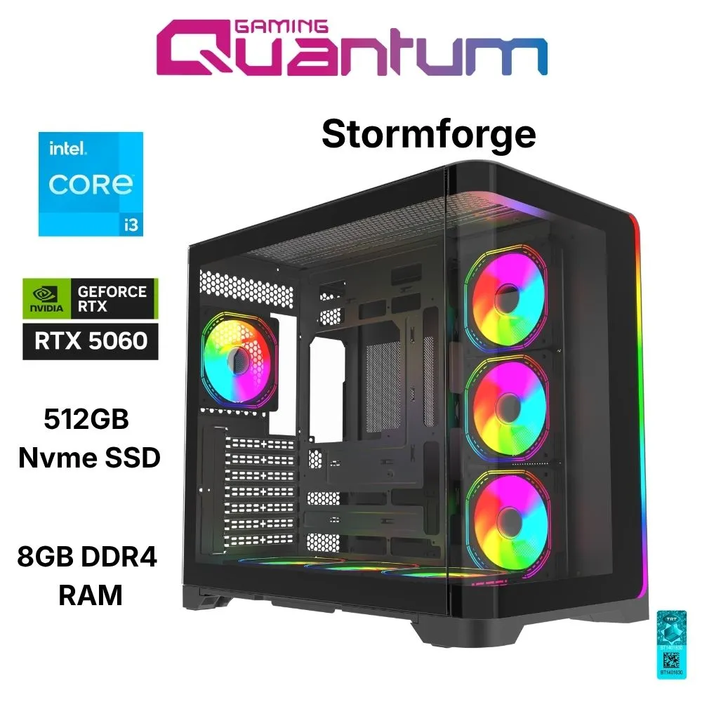 Quantum Stormforge i3-12100 8 GB 512 GB SSD RTX5060 Free Dos Masaüstü Oyuncu Bilgisayarı