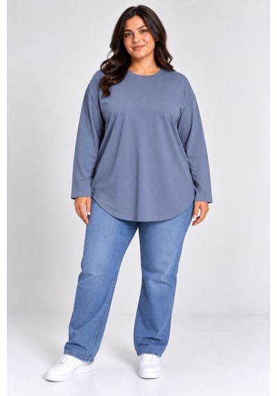 Superlife Süperlife Kadın Büyük Beden Bisiklet Yaka Süprem İnce Uzun Kollu Oval Etek Uçlu Tunik Tişört Spr26btk992 Grey Superlife Süperlife Kadın Büyük Beden Bisiklet Yaka Süprem İnce Uzun Kollu Oval Etek Uçlu Tunik Tişört Spr26btk992 Grey