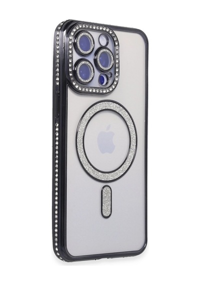 Apple  Uyumlu  iPhone 14 Pro Kılıf Joke Simli Magneticsafe Kılıf Siyah