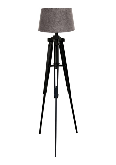 Piega Tripod Lambader Abajur Köşe Lambası Aydınlatma Ahşap Siyah Ağaç Country Masif Doğal Diğer