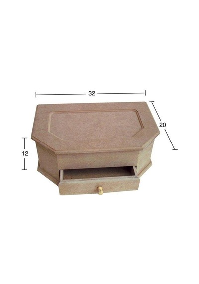 Çekmeceli Köşeli Ahşap Kutu 32x20 Ku257