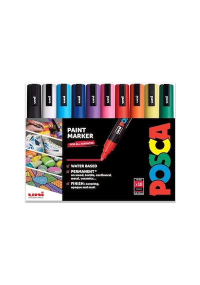 Su Bazlı Kalıcı Marker Boya Kalemleri 8'li Set Koyu Renkler