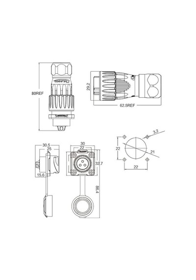 Dh-20-j03pe-03-001 3-pin Su Geçirmez Konnektör - Dişi