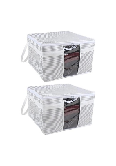 Onikiden Pencereli Hurç, Yastık Havlu Kazak Çamaşır Saklama Çantası Organizer 40x45x30cm 2 Adet