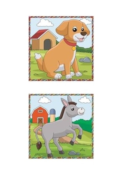 Manyetik Blok Çift Taraflı 9 Parçalı Mıknatıslı Puzzle 2 Görsel Köpek-eşek