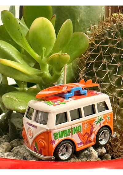 Mini Vosvos Karavan Metal Model Araba Tatil Temalı Myk Hediye Ve Sanat Atölyesi