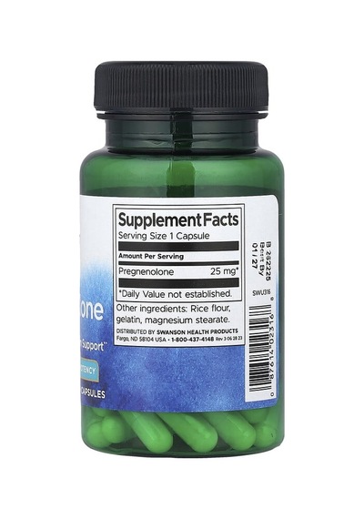 Swanson Vitamins, Pregnenolone, High Potency, 25 Mg, 60 Capsules