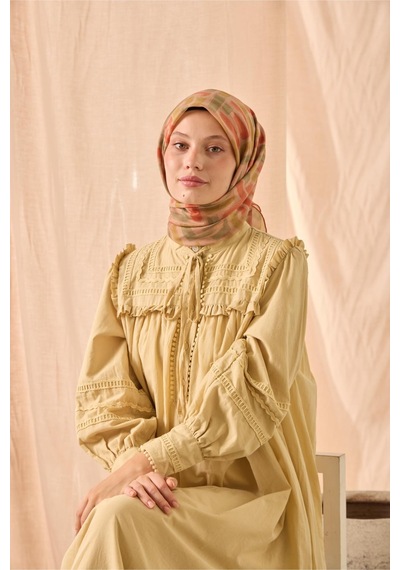 Silk Home Soft Eşarp 73096-13 Bal Köpüğü, Yeşil, Koyu Turuncu, Çimen Yeşili