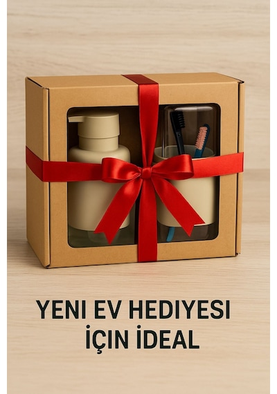 2'li Pratik Sıvı Sabunluk Ve Diş Fırçalık Seti Taş Gri Diğer