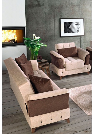 Fulya Çekyatlı Koltuk Takımı 3+1 Kahve