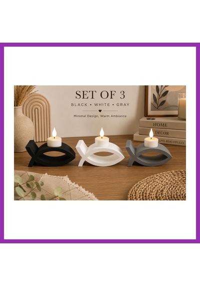 Bezos 3d Baskı 3lü Balık Figürlü Dekoratif Mumluk Seti - Tealight Mumluk, Modern Ev Ve Ofis Dekoru Bty
