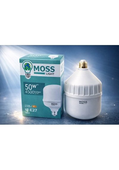 Moss Light 50w Led Ampul E27 Duy 4500 Lumen Yüksek Işık Gücü Enerji Tasarruflu Beyaz Işık