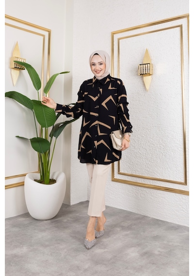 Hira Life Fashion Kadın Tesettür Giyim Ve Spor Giyime Uygun Düğme Detaylı Şık Desenli Dokuma Viskon Gömlek-tunik Siyah 3 Siyah 3 Hira Life Fashion Kadın Tesettür Giyim Ve Spor Giyime Uygun Düğme Detaylı Şık Desenli Dokuma Viskon Gömlek-tunik Siyah 3 Siyah 3