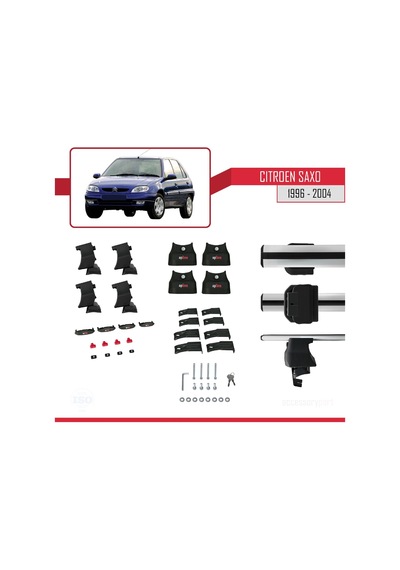 Citroen Saxo 1996-2004 Arası İle Uyumlu Ace-4 Ara Atkı Tavan Barı Gri