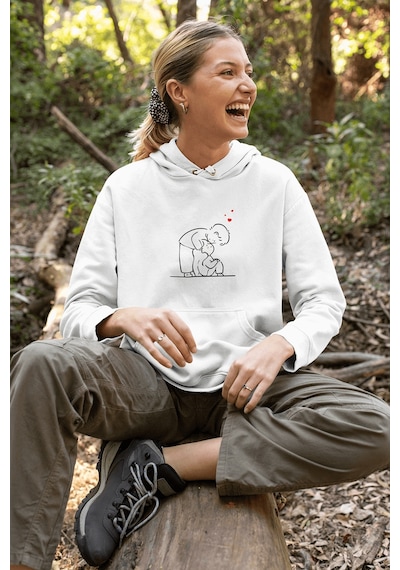Mutlu Sevgili/çift/arkadaşlık 2'li Kapşonlu Sweatshirt Seti Beyaz