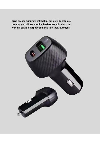Tr Aux Bluetooth Adaptör Ve 38w Hızlı Araç Şarj Cihazı Seti