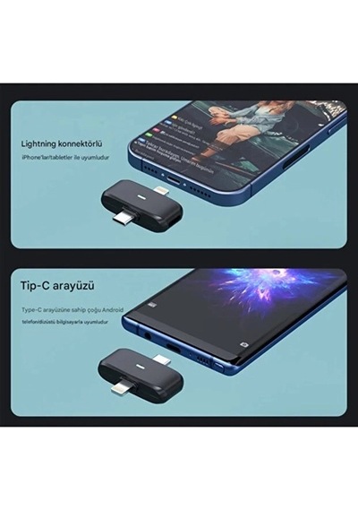 Nm-store Kablosuz Profesyonel İkili Yayın Yaka Mikrofonu Şarj Kutu Mıknatıslı Typce Lightning Çıkış Mikrofon