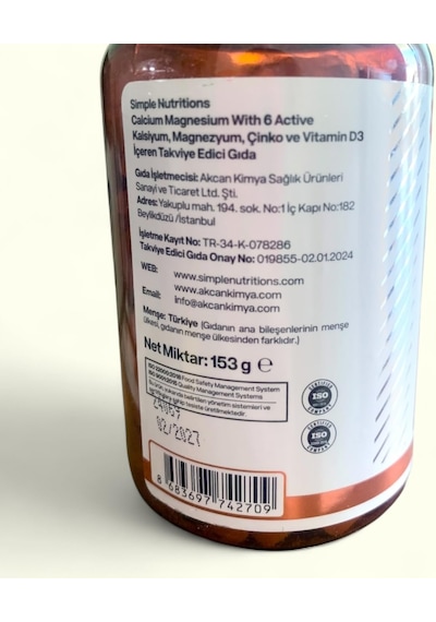 Kalsiyum Magnezyum Çinko Kompleksi D3 K Vitamini, Selenyum, Bakır, Bor İle 8'i 1 Arada Formül Kemik, Kas, Bağışıklık Ve Enerji Desteği 90 Tablet