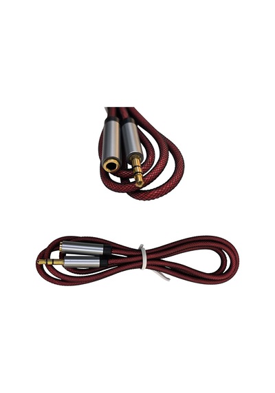 Aux Kulaklık Uzatma Kablosu 3.5mm Stereo Dişi Erkek Kablo Örgülü 1m