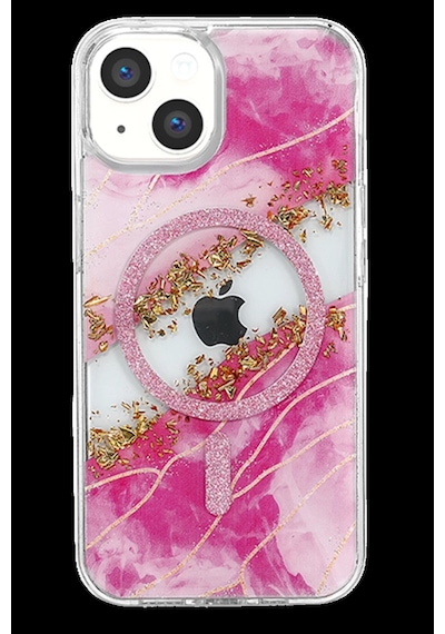 Onegif Apple iPhone Uyumlu 15 Lotus Simli Magsafe Kapak - Pembe Bz8683140940362