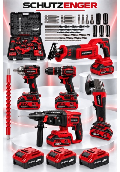 3 Akülü 5 Li Set Şarjlı Darbeli Hilti Taşlama-somun Sökme Sıkma-matkap-tilki Kuyruğu Kırmızı 801
