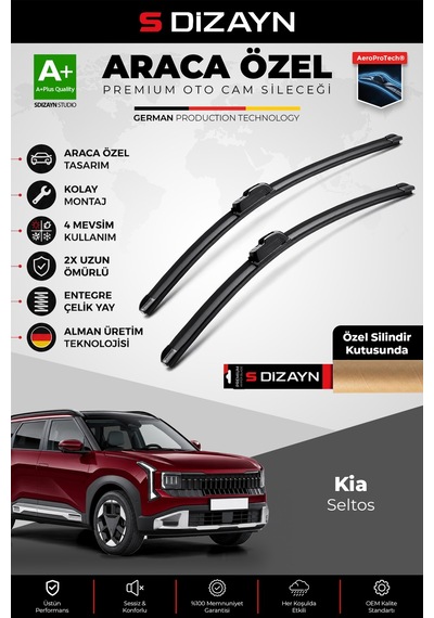 S-dizayn Kia Seltos Ön Cam Silecek Seti 2026 Üzeri Premium Araca Özel 60-50 Cm A+ Kalite