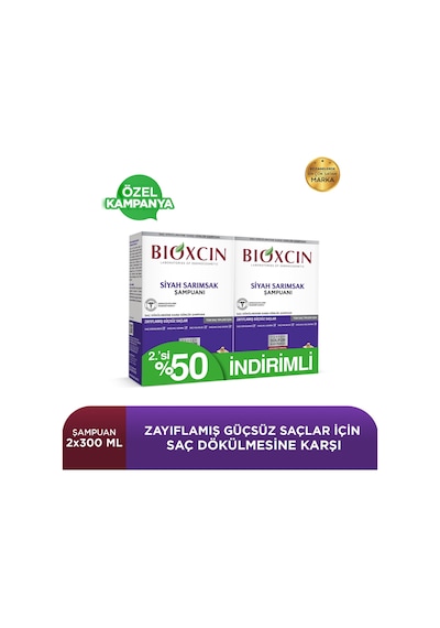 Bioxcin Saç Dökülmesine Karşı Siyah Sarımsak Şampuanı 2 x 300 ML