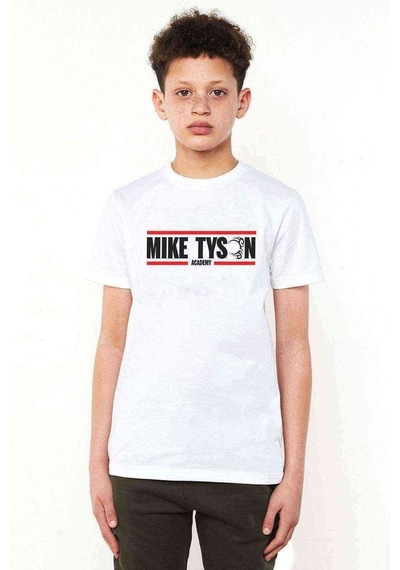 Tshirthane Mike Tyson Academy Baskılı Unisex Çocuk Beyaz T-Shirt