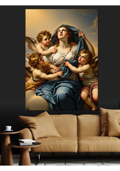 Ahşap Tablo Klasik Sanat Melekler Ve Meryem Ana