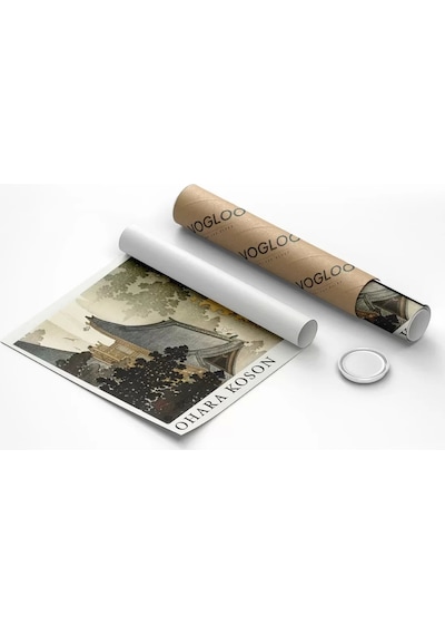 Çerçevesiz Poster Ohara Koson Pagoda Ve Gökkuşağı