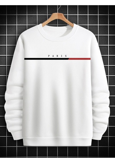 Adrift Coko Serisi Manfinity Homme Letter Graphic Sweatshirt Beyaz