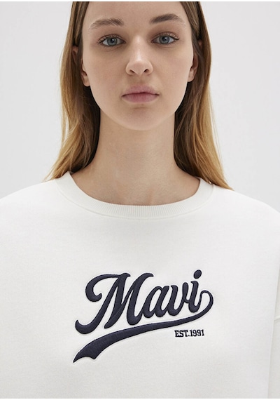 Mavi Logo Baskılı Ekru Kadın Sweatshirt M1s10419-80194 Ekru