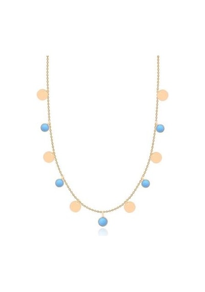 Diamond Line-Gülaylar - Sarı Altın 14 Ayar Firuze Taş Kolye N11.25122