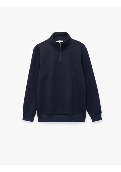 Koton Regular Fit Uzun Kollu Fermuar Detaylı Dik Yaka Sweatshirt Lacivert 7wam70009mk