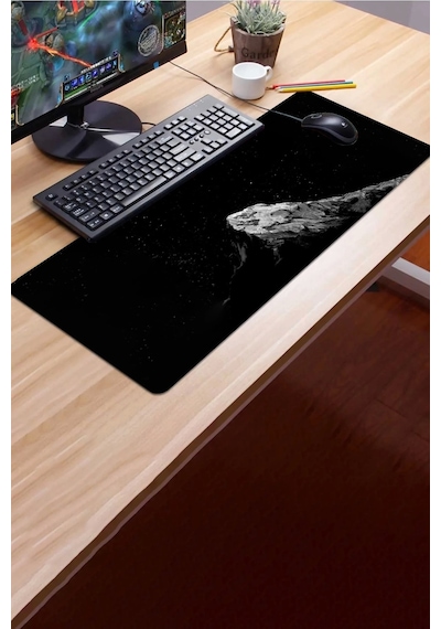 Sonictouch Siyah Dağ Temalı Gamer Oyuncu Dikişsiz Sıvı Geçirmez Klavye Mouse Pad 32x70cm Mousepad