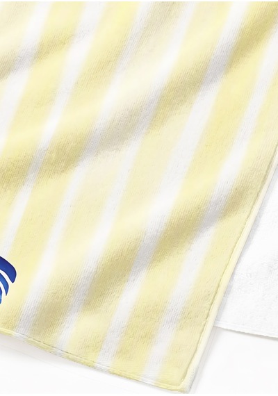 Çizgili Deniz Kabuğu Plaj Havlusu - Akdeniz Sarı Mavi Havuz Hızlı Kuruyan Mikrofiber Havlu Mat Melisa